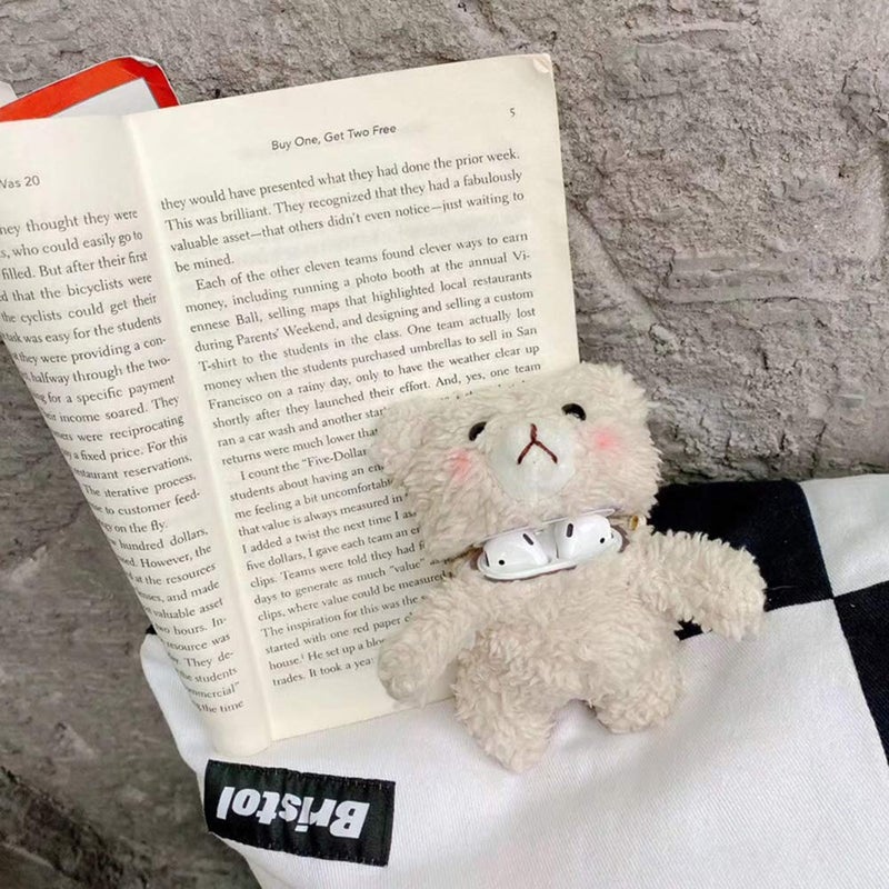 SGVAHY Furry Case for AirPods Pro 2nd/1st Generation Funny Cute 3D Cartoon Plush Design Bear Beige Soft Warm Fluffy AirPod Pro 2 Cover with Keychain Kawaii Anti-Fall Protective Case Women Girls - Image 4